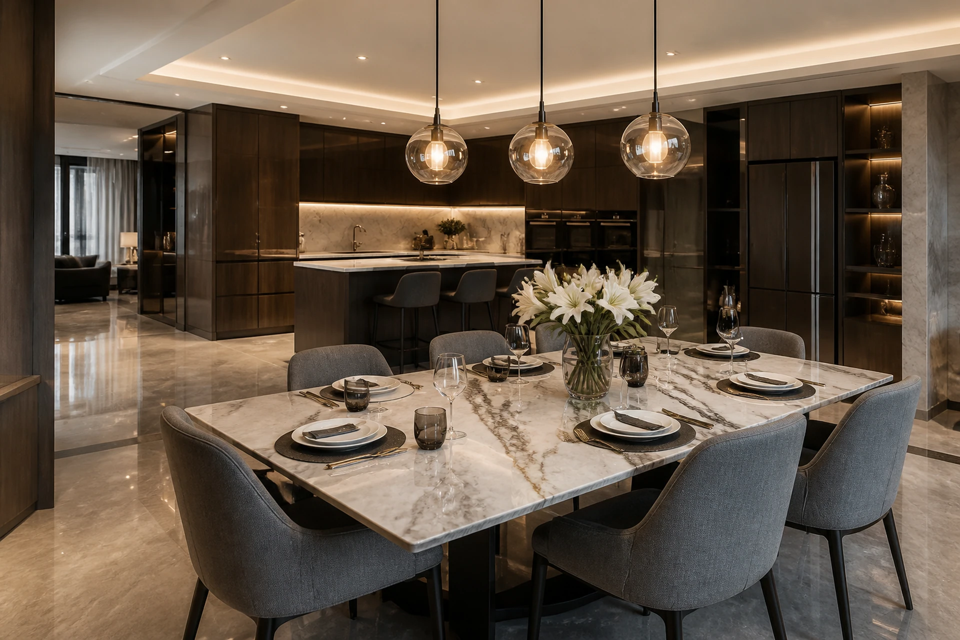 Dining and kitchen
